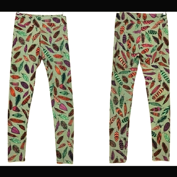🗺️ LuLaRoe Leggings OS Small, (2-10) Feathers Fall Autumn Themed, Maternity EUC - Picture 9 of 10